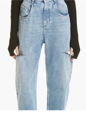 Maison Martin Margiela Light Blue Straight Leg Jeans with Knee Slits size 38